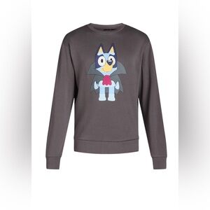 Men's Gray Crewneck Sweater with Cartoon Design